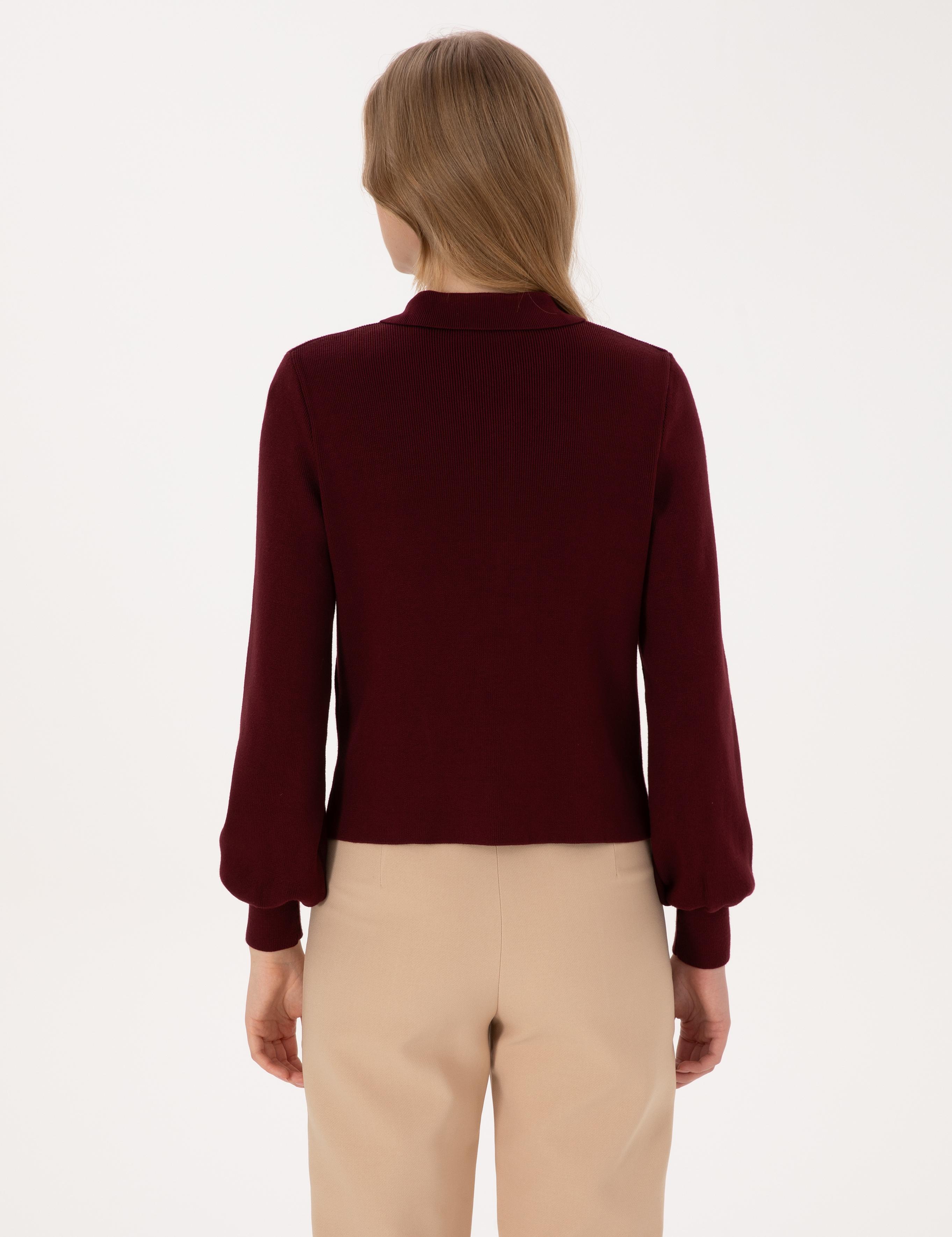 Vişne Slim Fit Polo Yaka Kazak