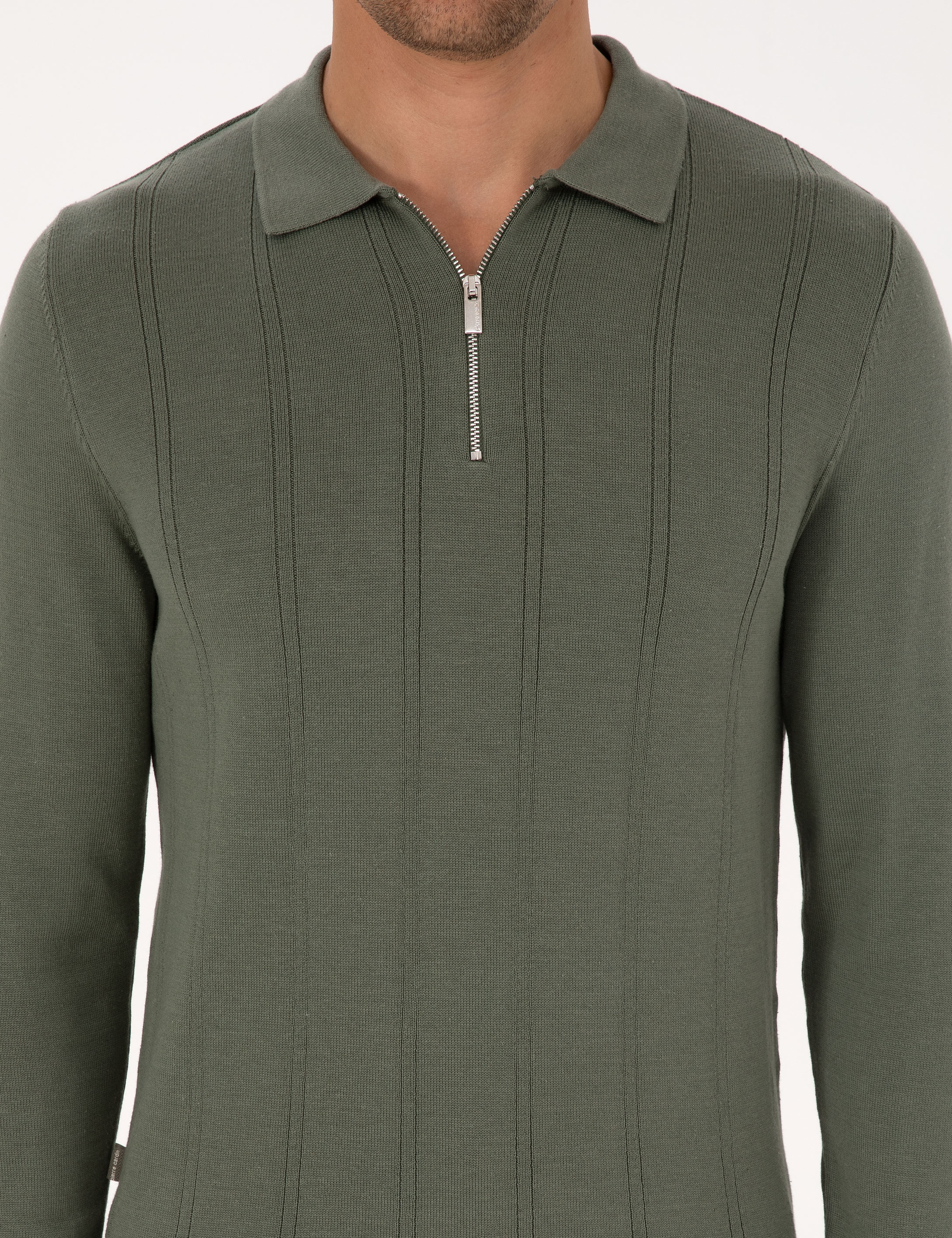 Duman Slim Fit Fermuarlı Polo Yaka Triko Kazak - Image 6