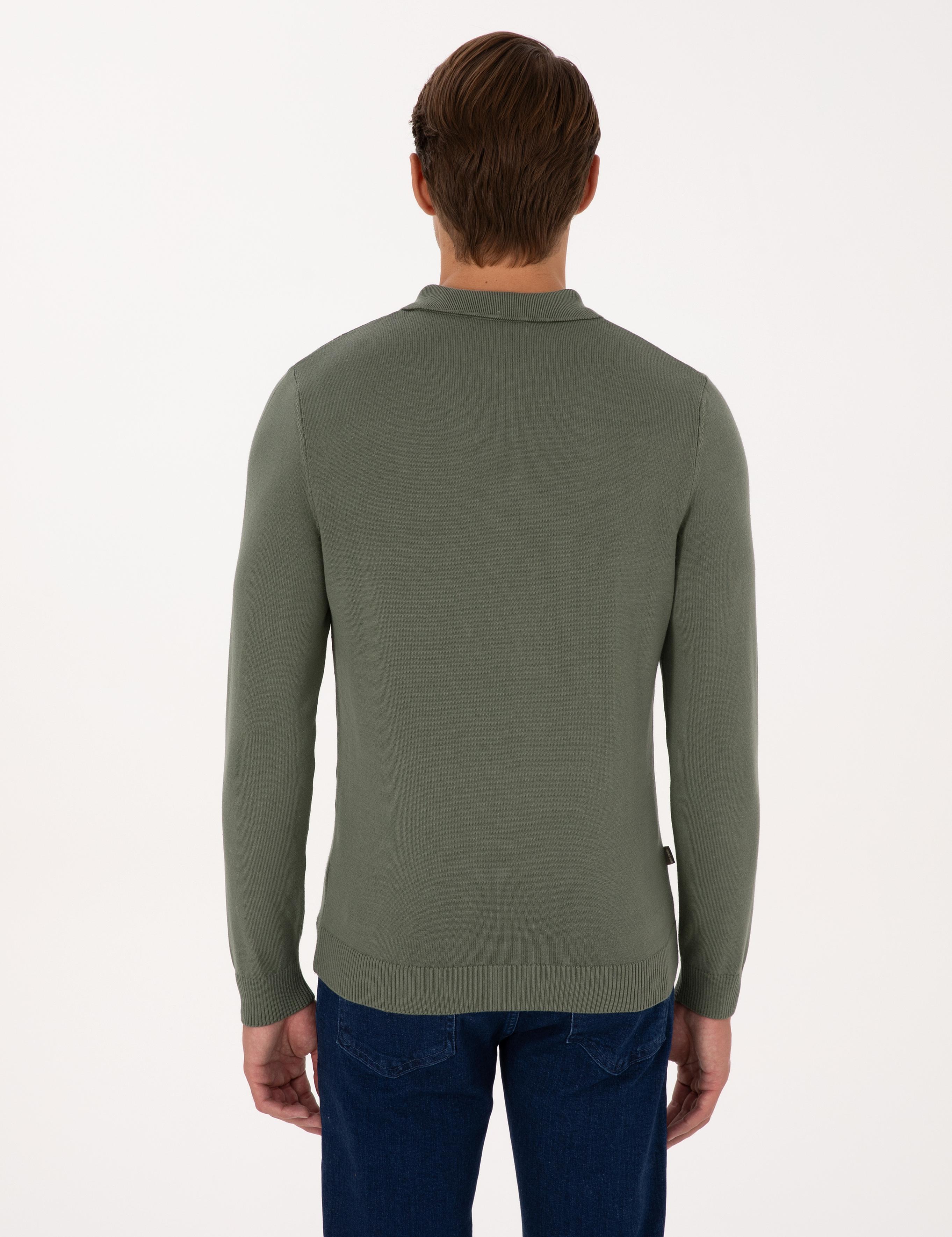 Duman Slim Fit Polo Yaka Fermuarlı Triko Kazak