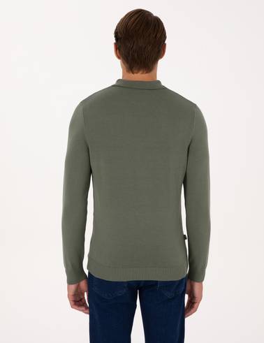 Duman Slim Fit Fermuarlı Polo Yaka Triko Kazak