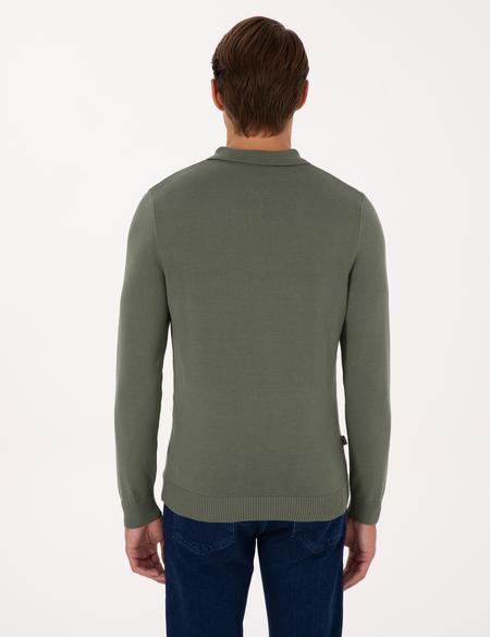 Duman Slim Fit Polo Yaka Fermuarlı Triko Kazak - 50317398021