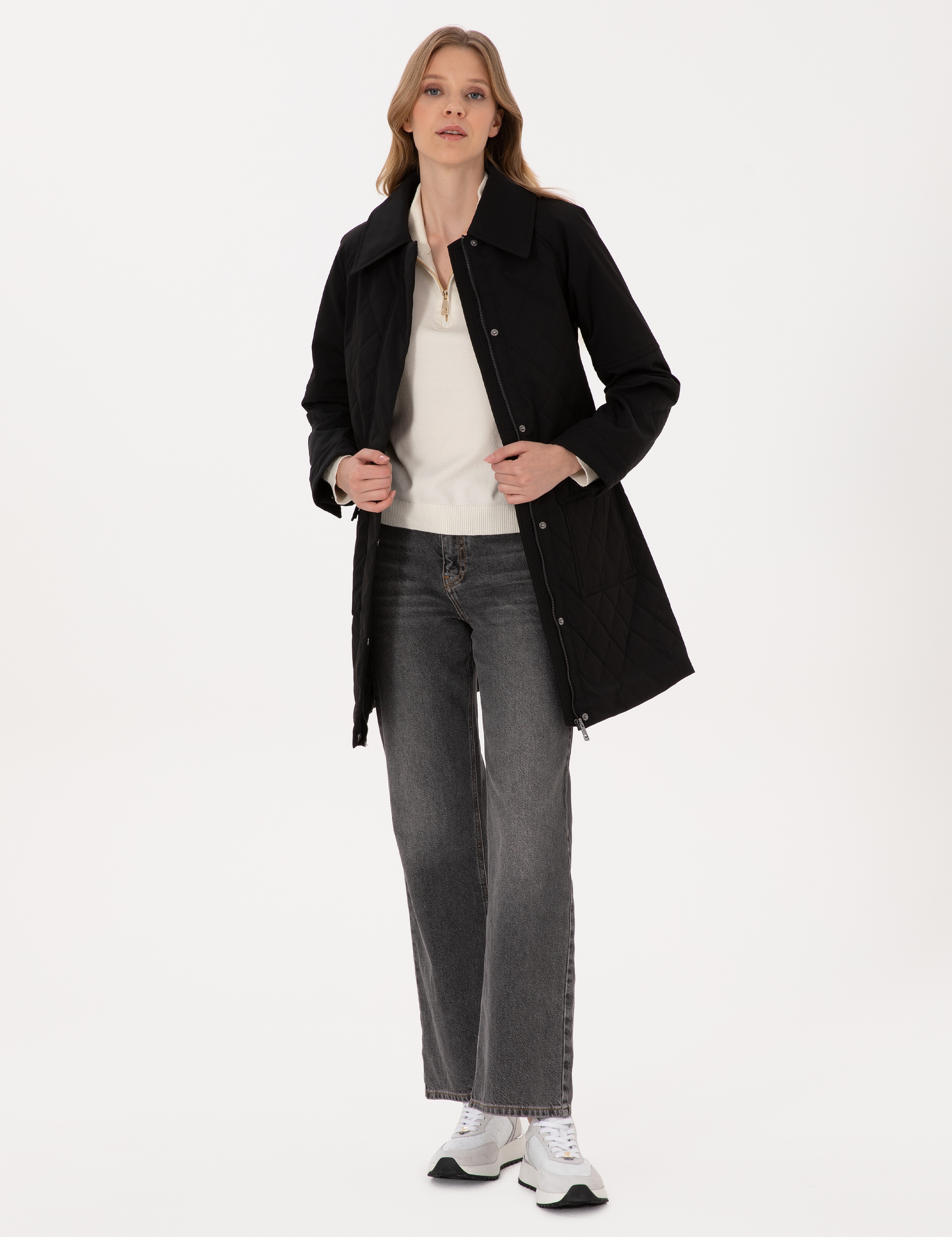 Siyah Regular Fit Kaban - Image 4