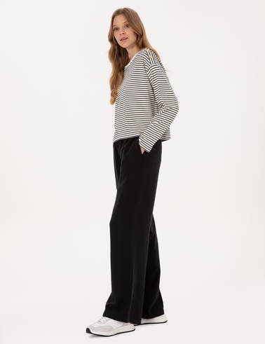 Siyah Loose Fit Kanvas Pantolon