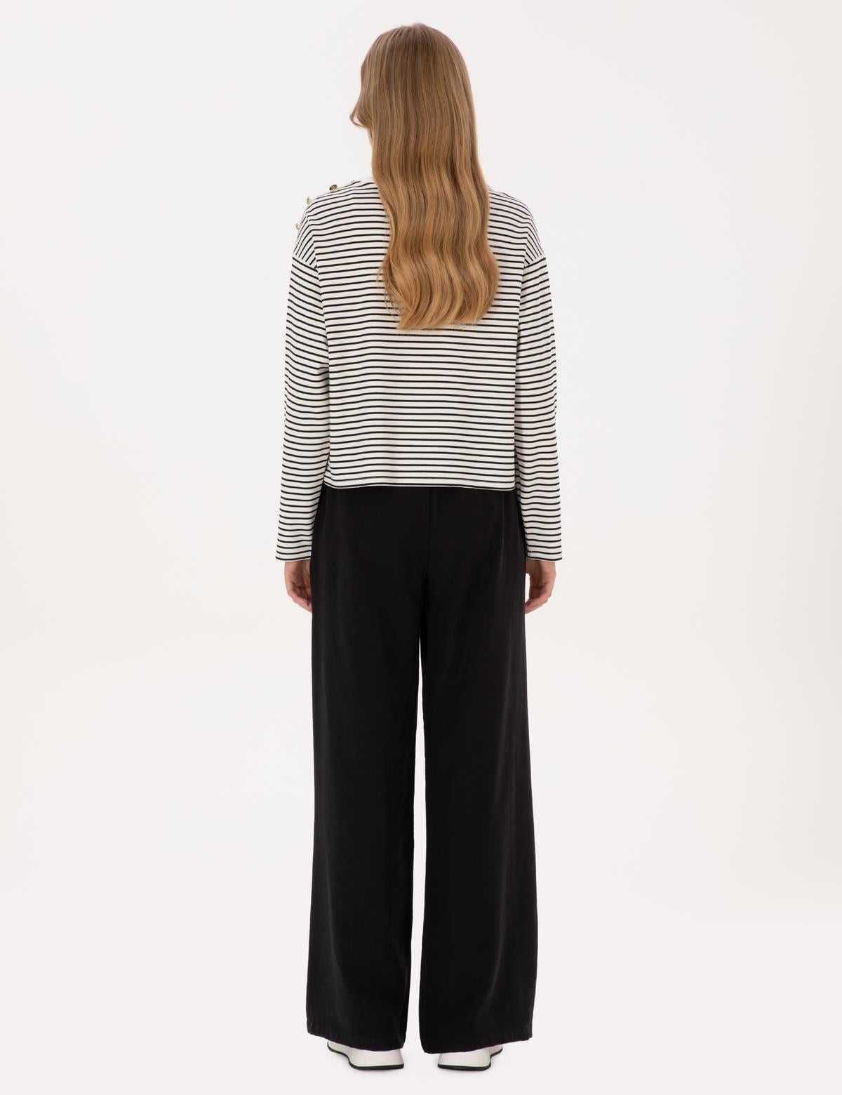 Siyah Loose Fit Kanvas Pantolon - 50318198023