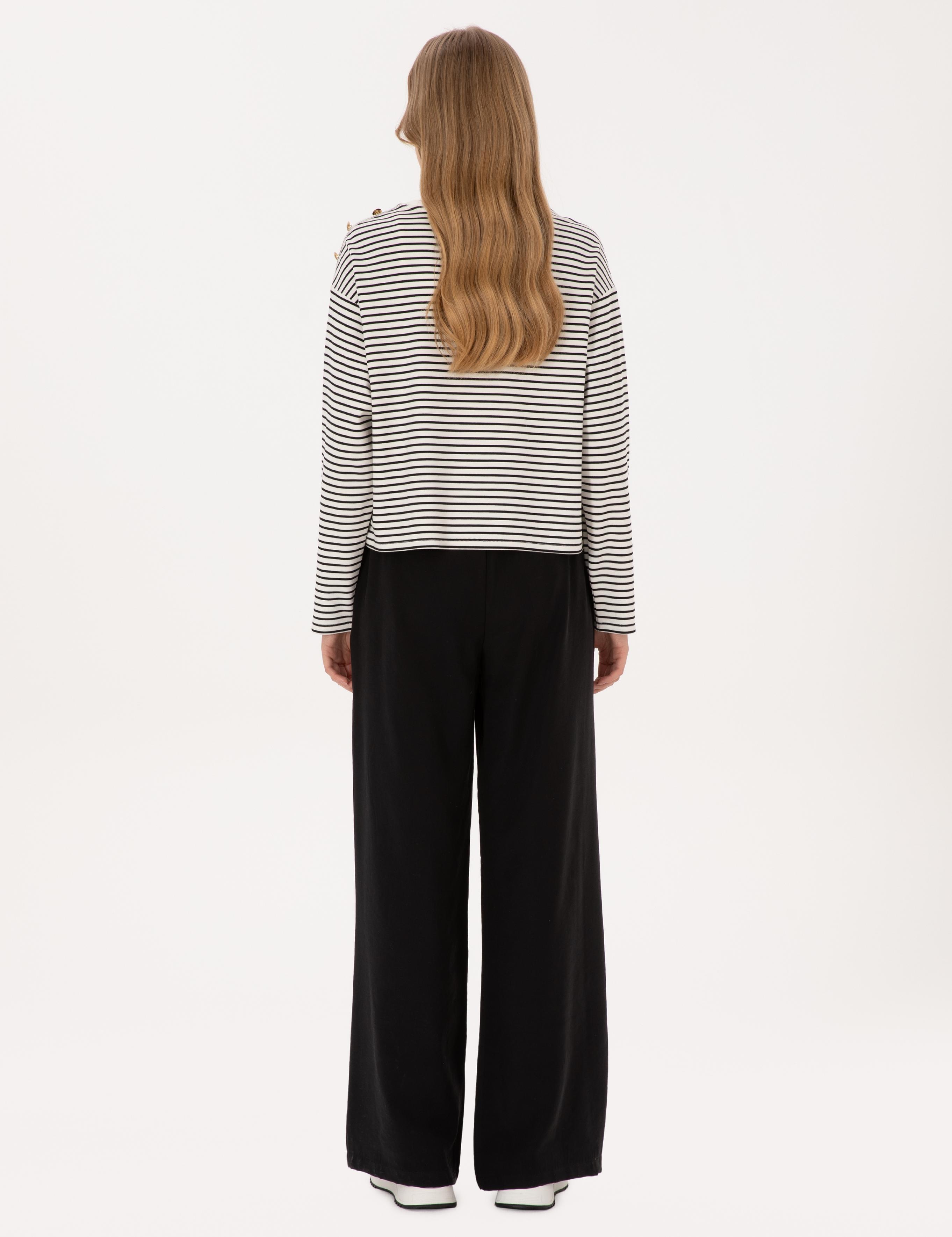 Siyah Loose Fit Kanvas Pantolon