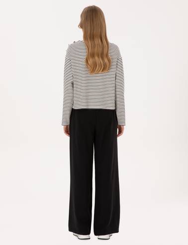 Siyah Loose Fit Kanvas Pantolon