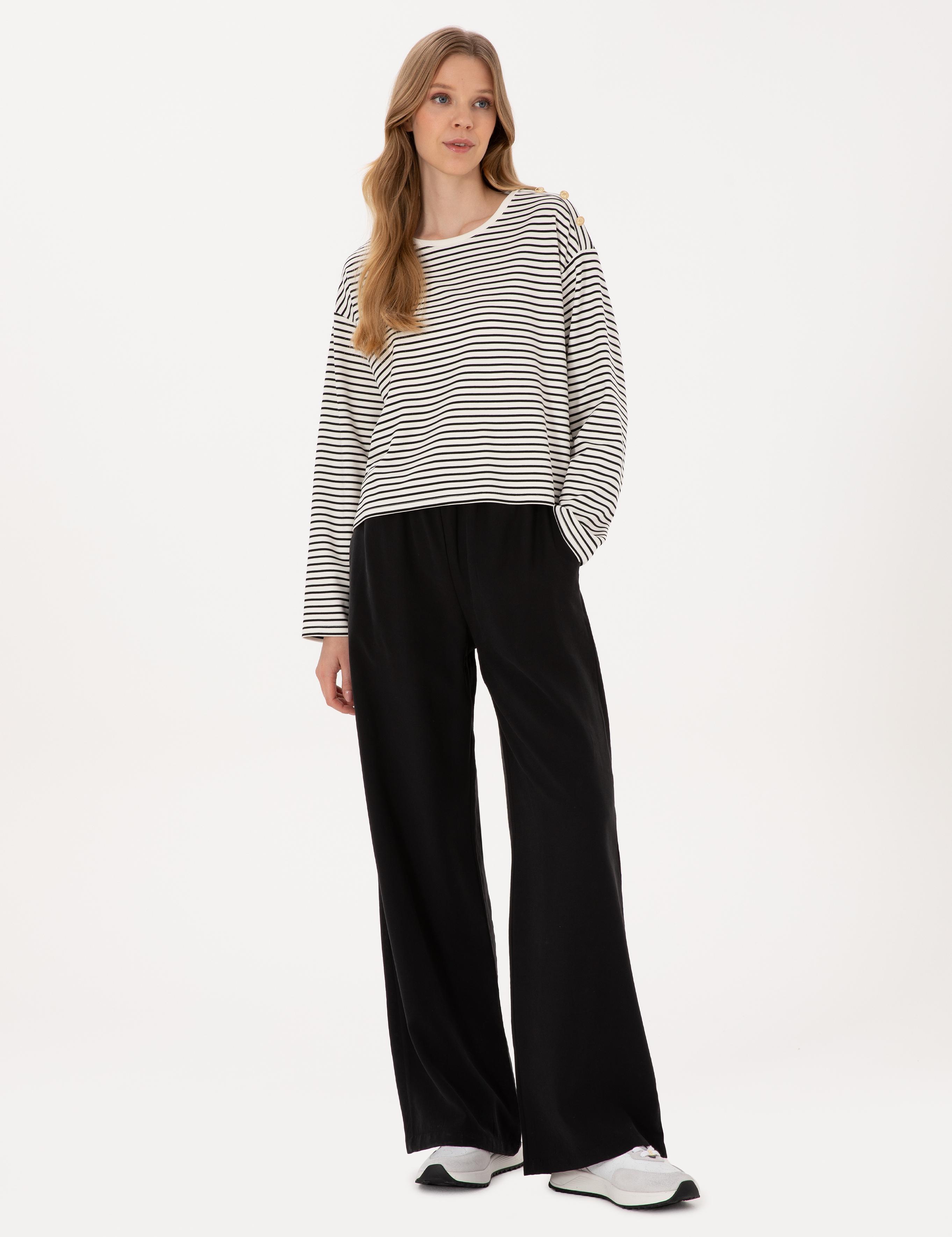 Siyah Loose Fit Kanvas Pantolon