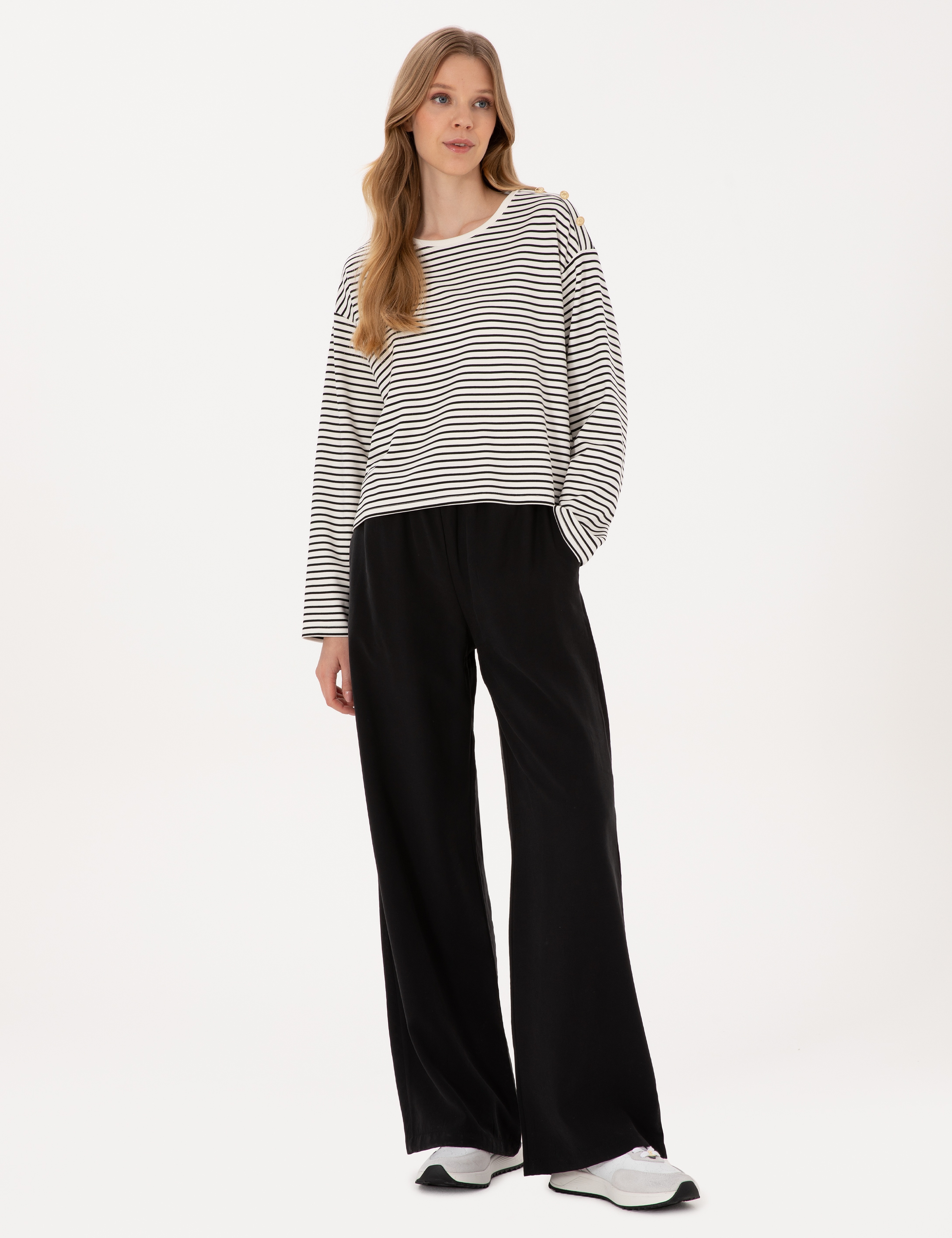 Siyah Loose Fit Kanvas Pantolon - Image 1