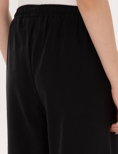 Siyah Loose Fit Kanvas Pantolon - 50318198023