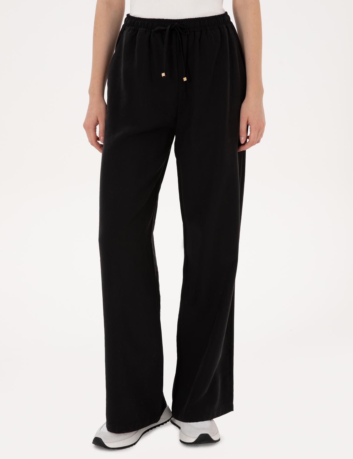 Siyah Loose Fit Kanvas Pantolon - 50318198023