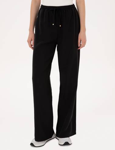 Siyah Loose Fit Kanvas Pantolon
