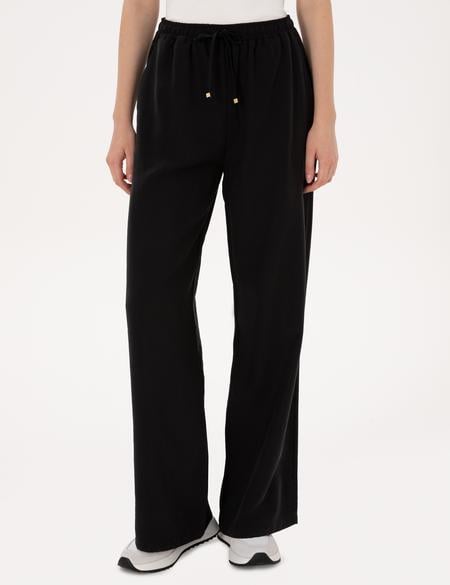 Siyah Loose Fit Kanvas Pantolon - 50318198023