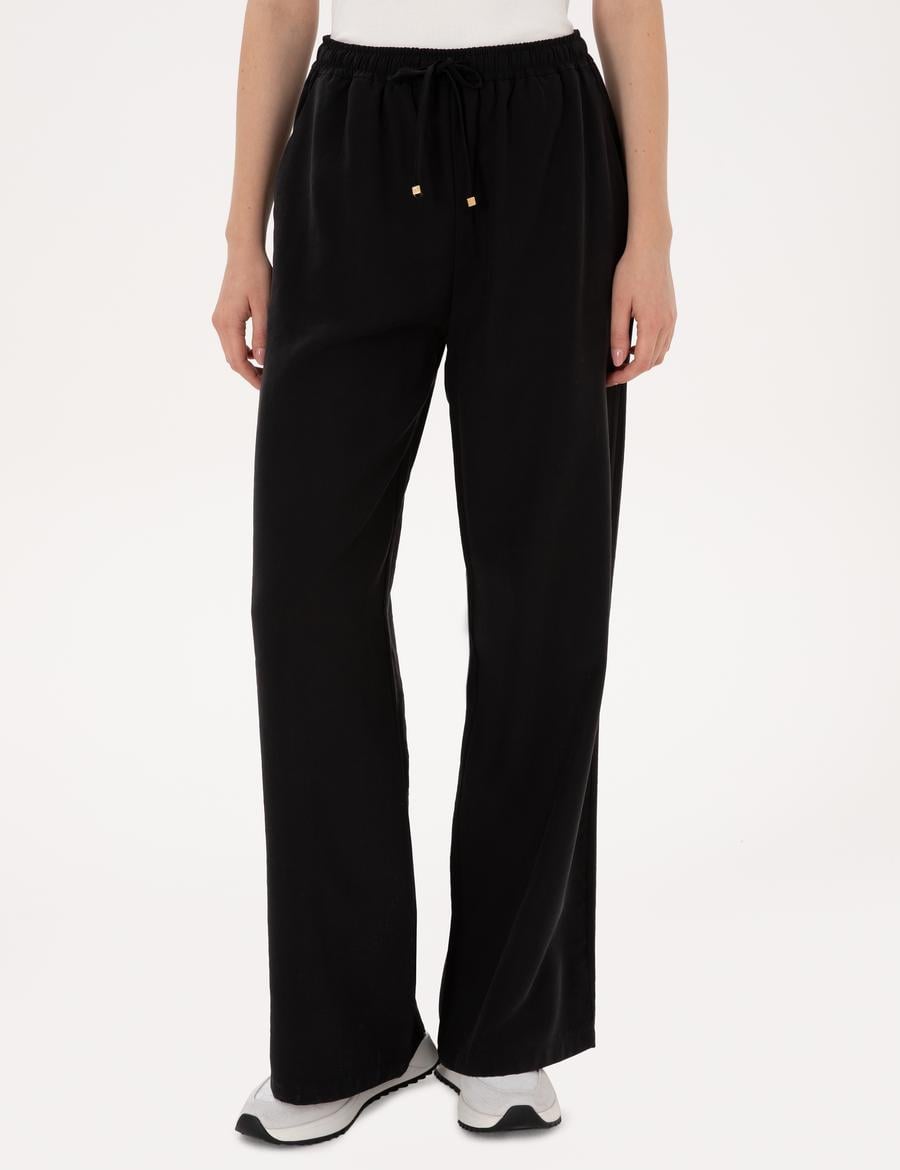 Siyah Loose Fit Kanvas Pantolon
