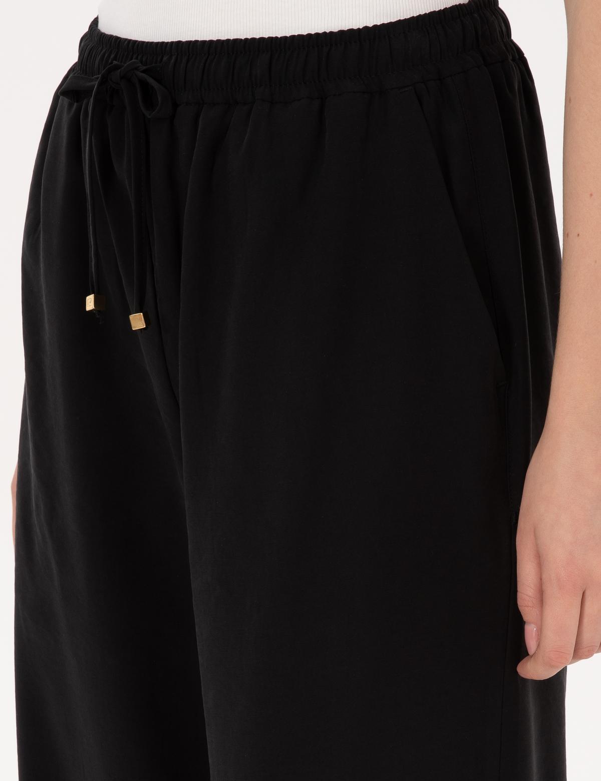 Siyah Loose Fit Kanvas Pantolon - 50318198023