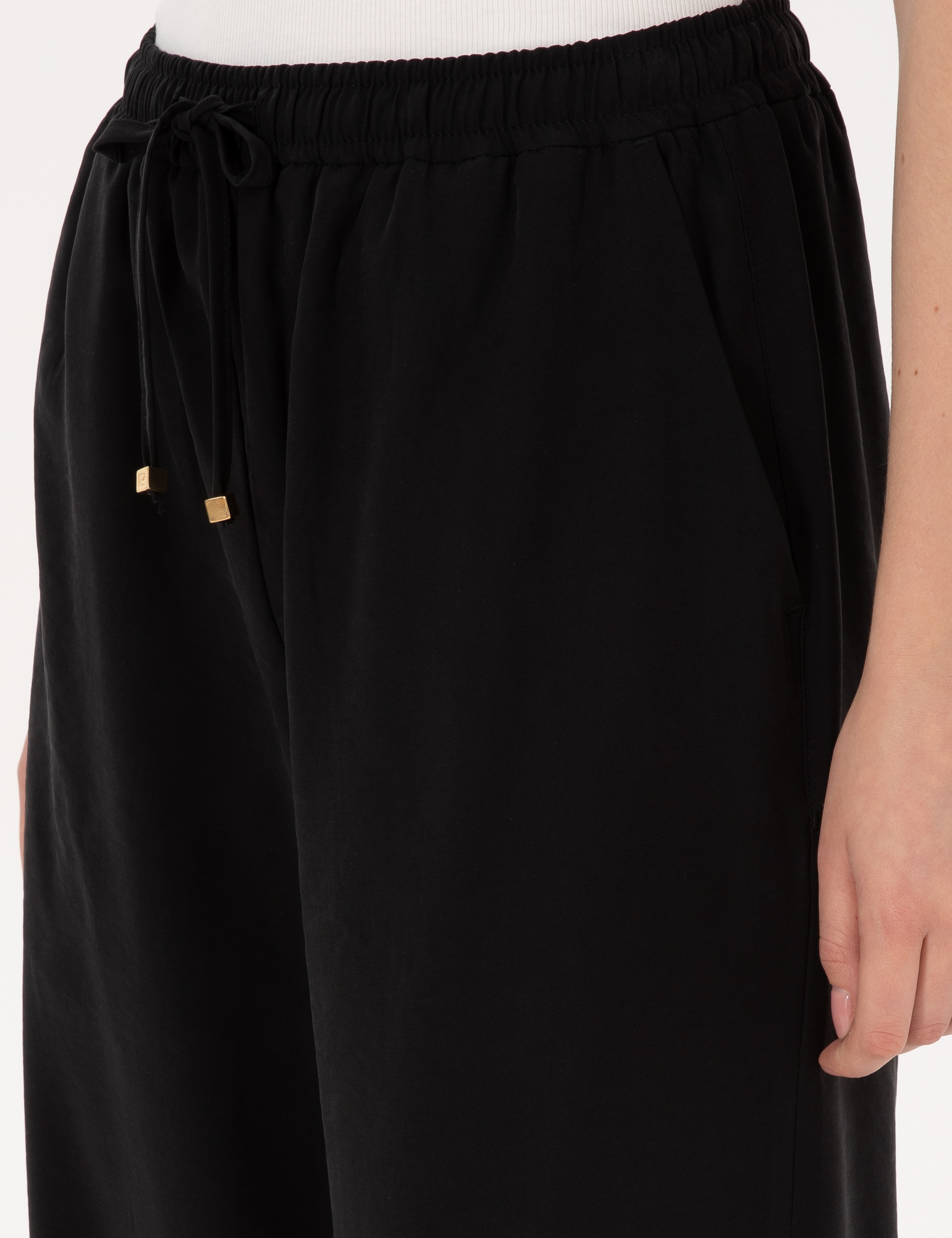 Siyah Loose Fit Kanvas Pantolon - Image 5