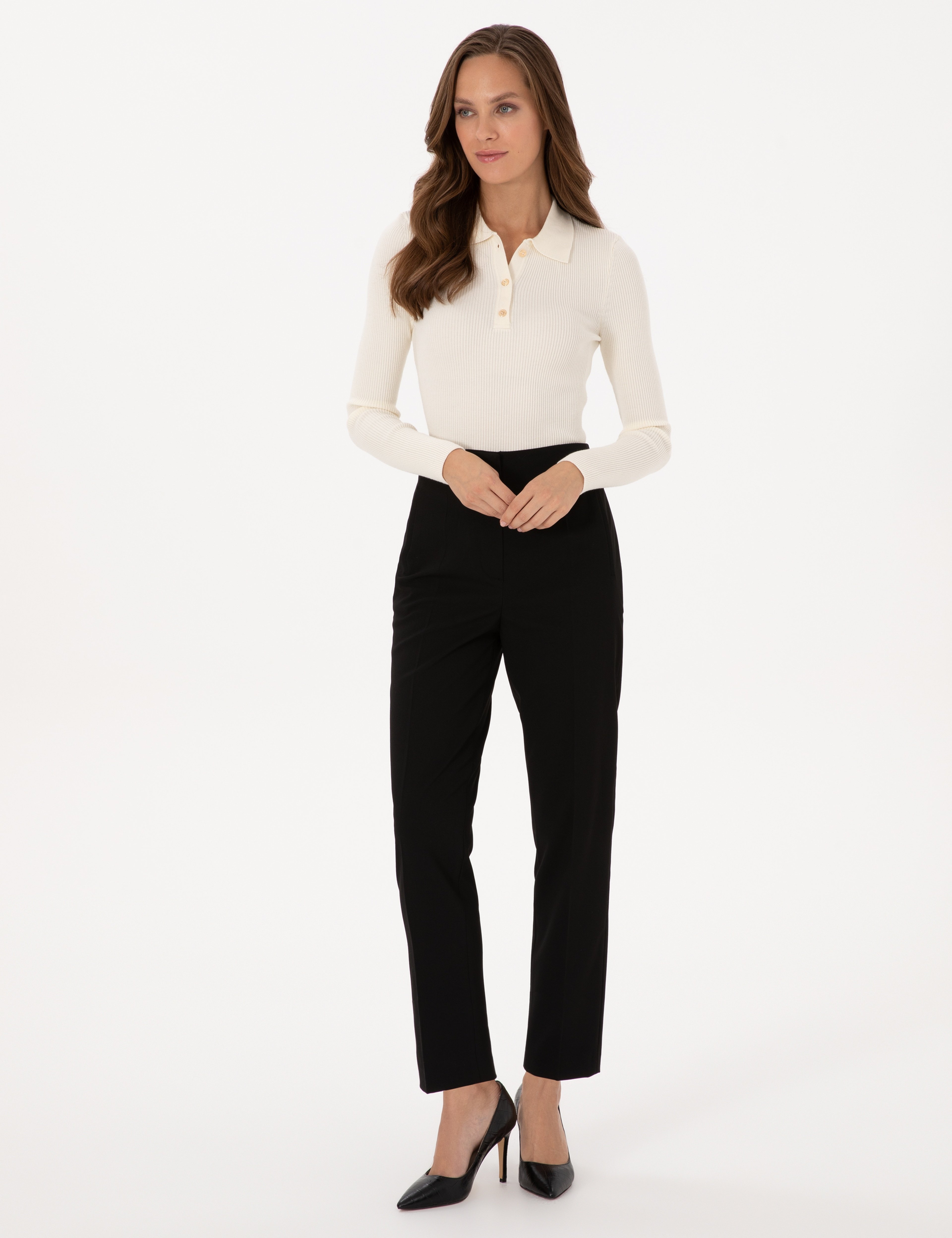 Siyah Carrot Fit Kumaş Pantolon