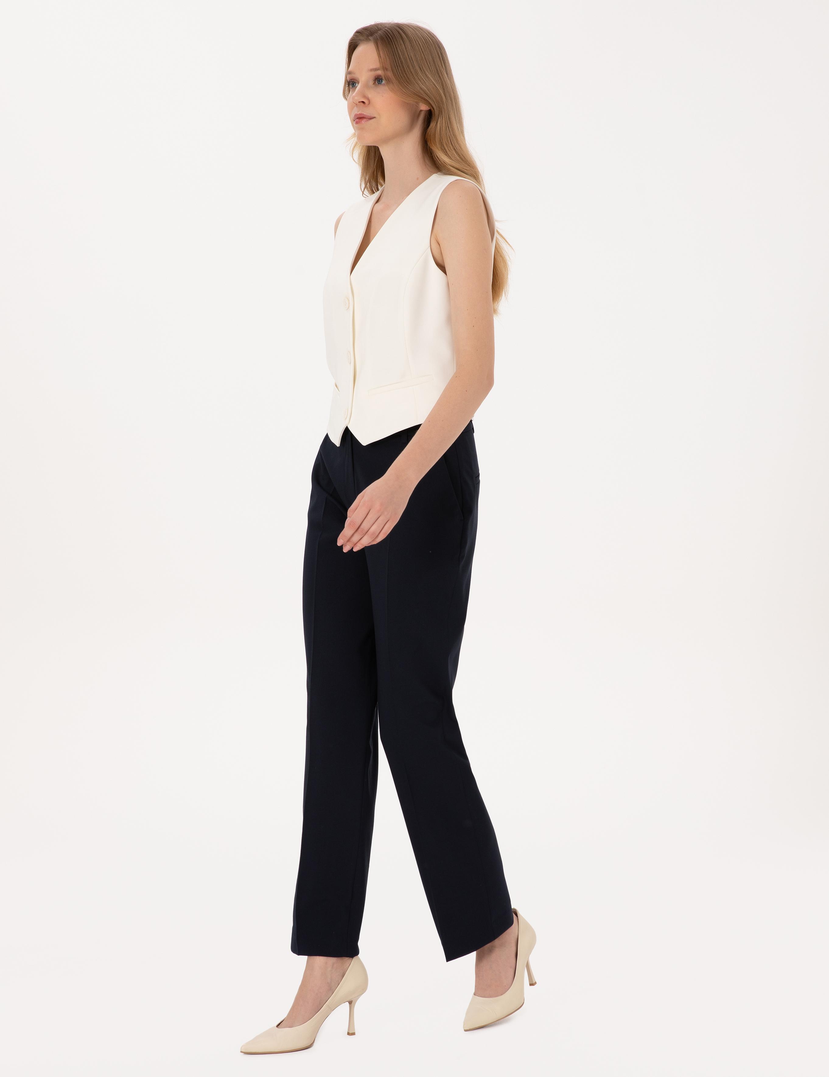 Lacivert Straight Fit Kumaş Pantolon