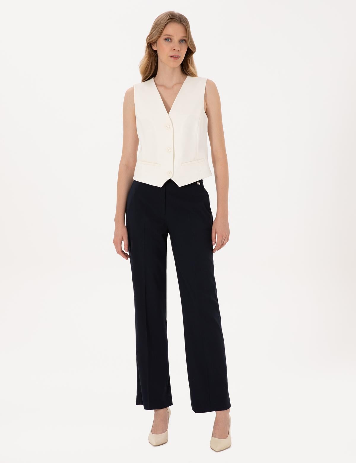 Lacivert Straight Fit Kumaş Pantolon