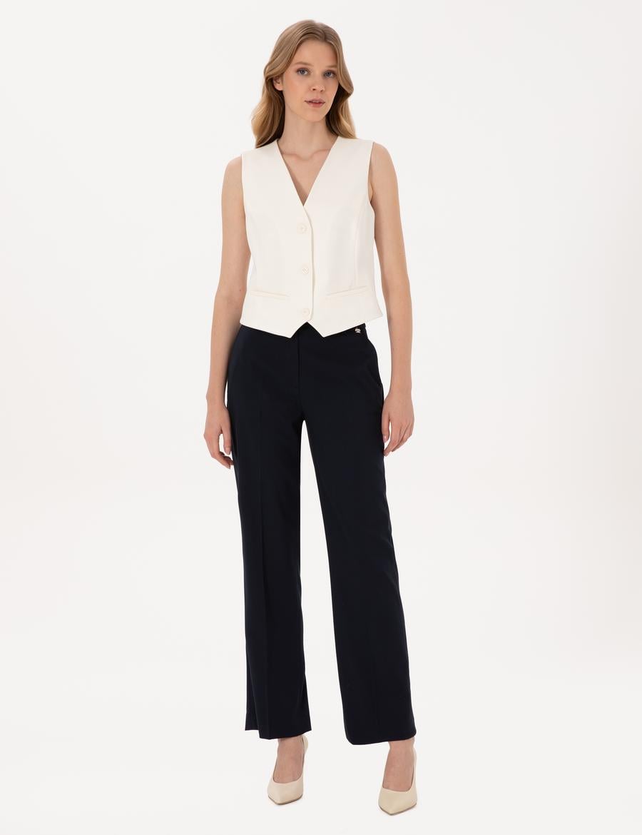 Lacivert Straight Fit Kumaş Pantolon