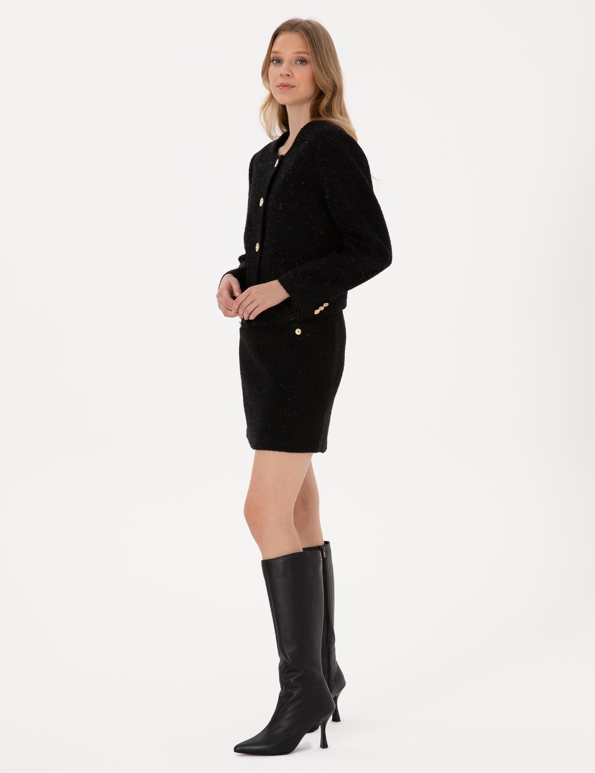 Siyah Tüvit Etek - 50319441016