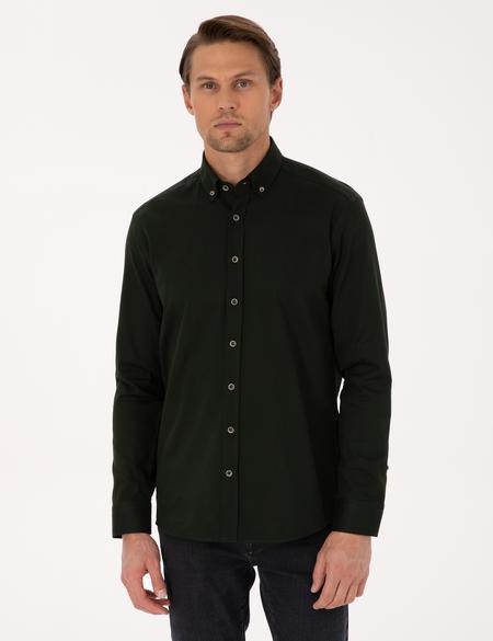 Koyu Haki Regular Fit Uzun Kollu Gömlek - 50311308067