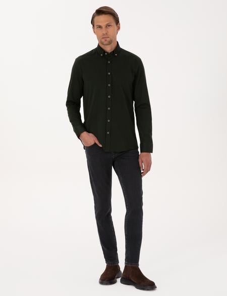 Koyu Haki Regular Fit Uzun Kollu Gömlek - 50311308067