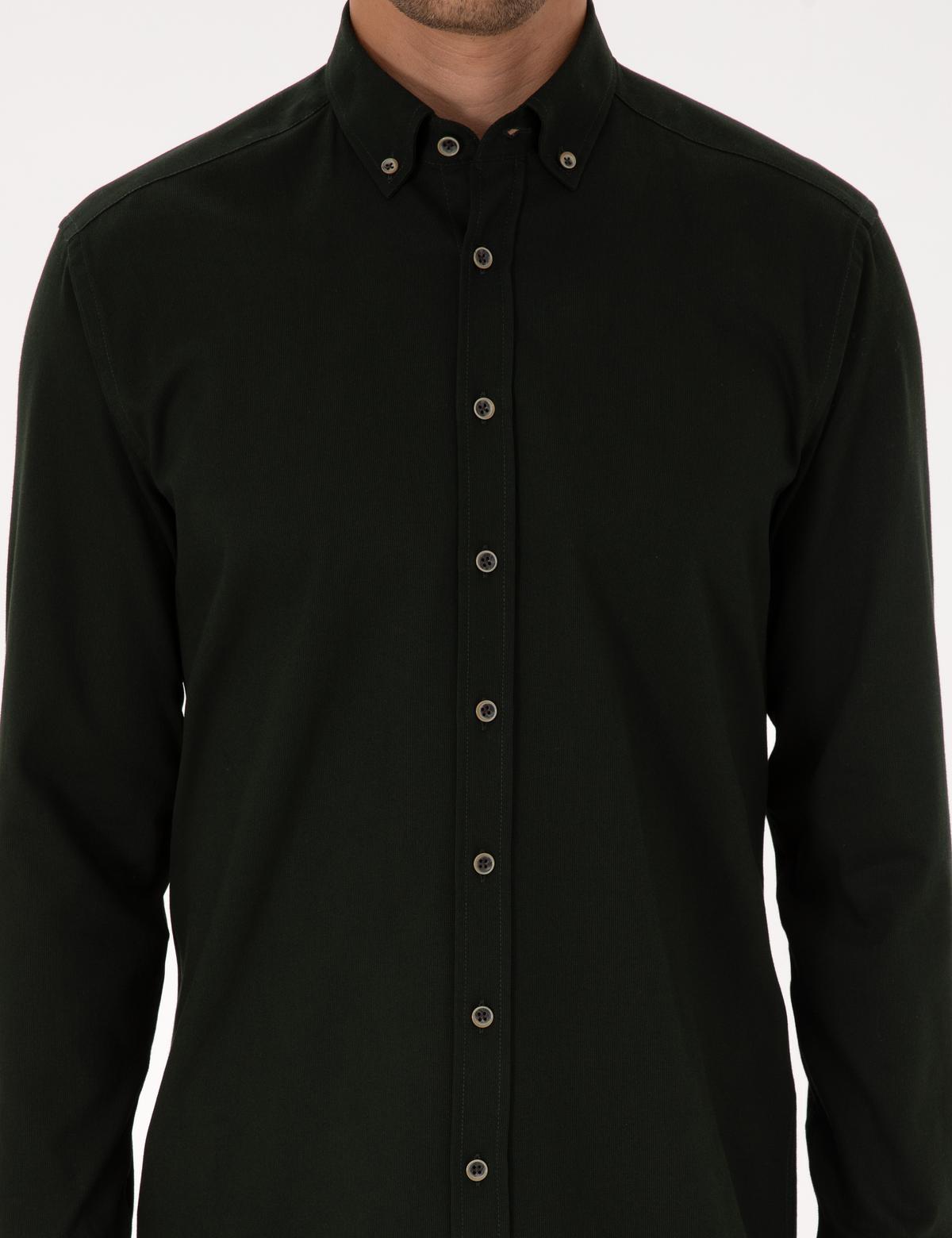 Koyu Haki Regular Fit Uzun Kollu Gömlek - 50311308067