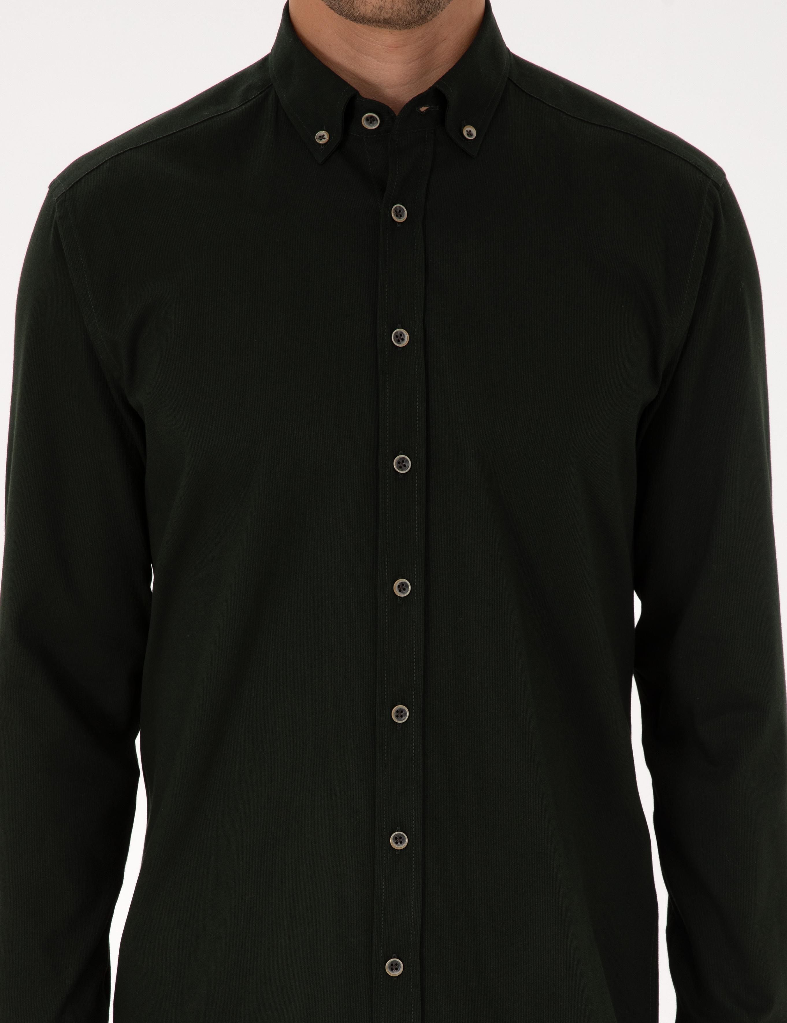 Koyu Haki Regular Fit Uzun Kollu Gömlek