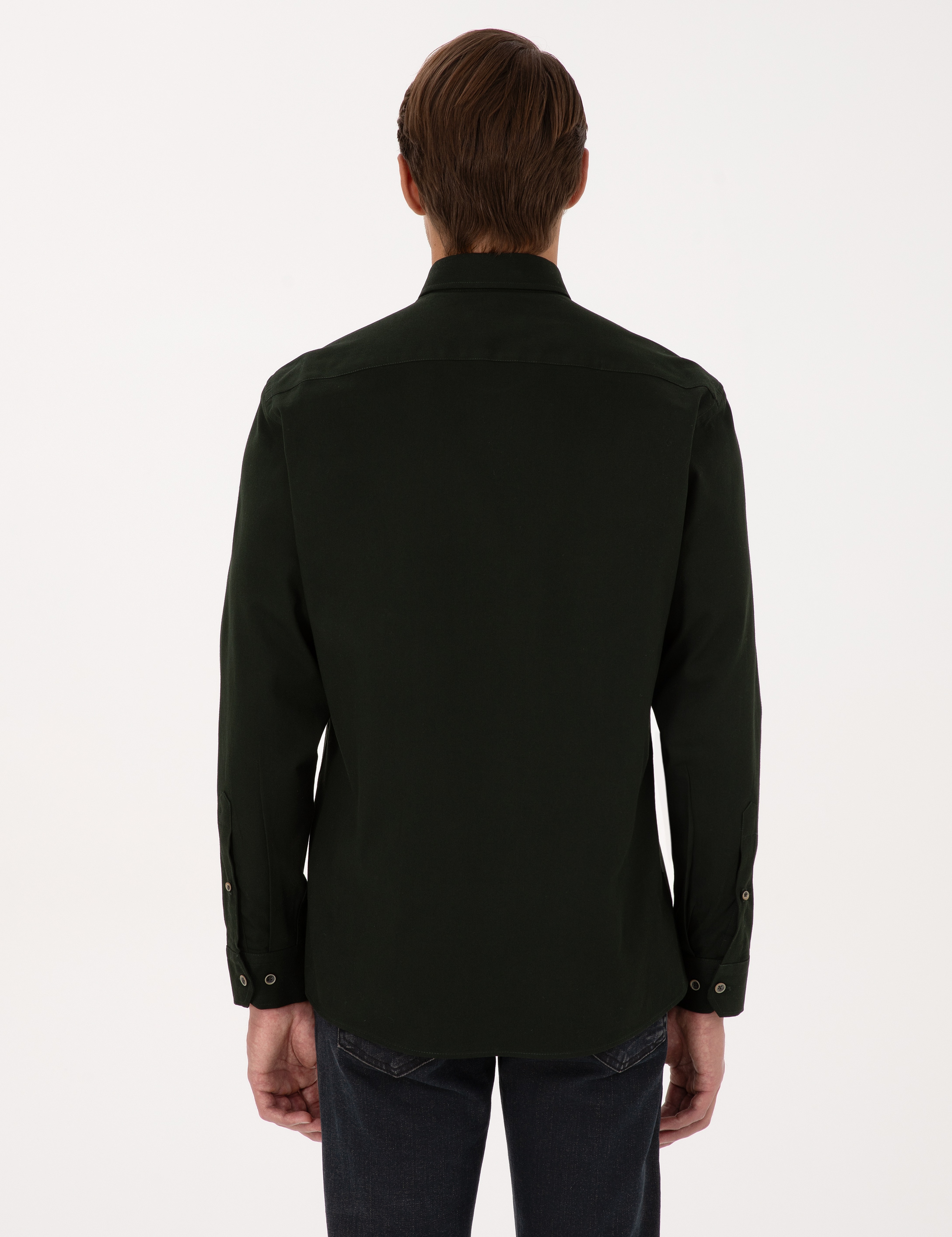 Koyu Haki Regular Fit Uzun Kollu Gömlek - Image 5