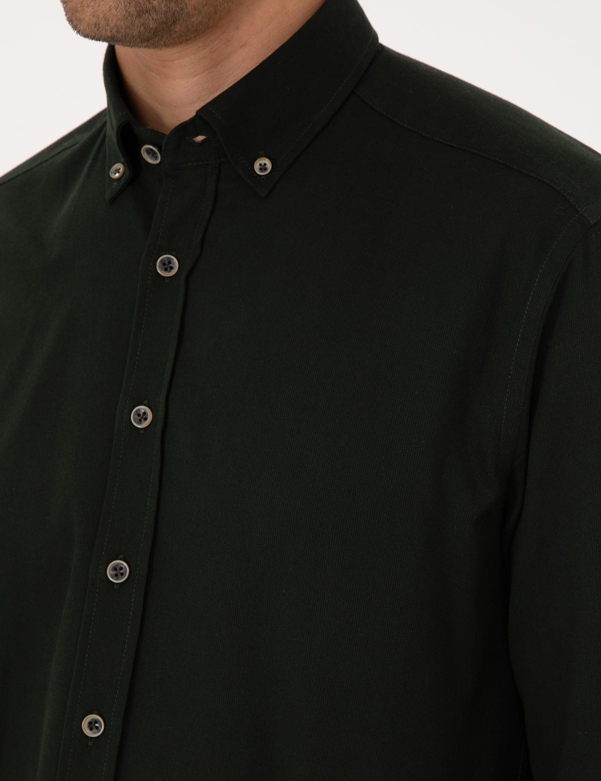 Koyu Haki Regular Fit Uzun Kollu Gömlek - 50311308067