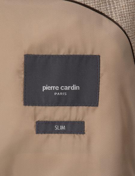 Bej Slim Fit %100 Yün Ekose Ceket - 50311232044