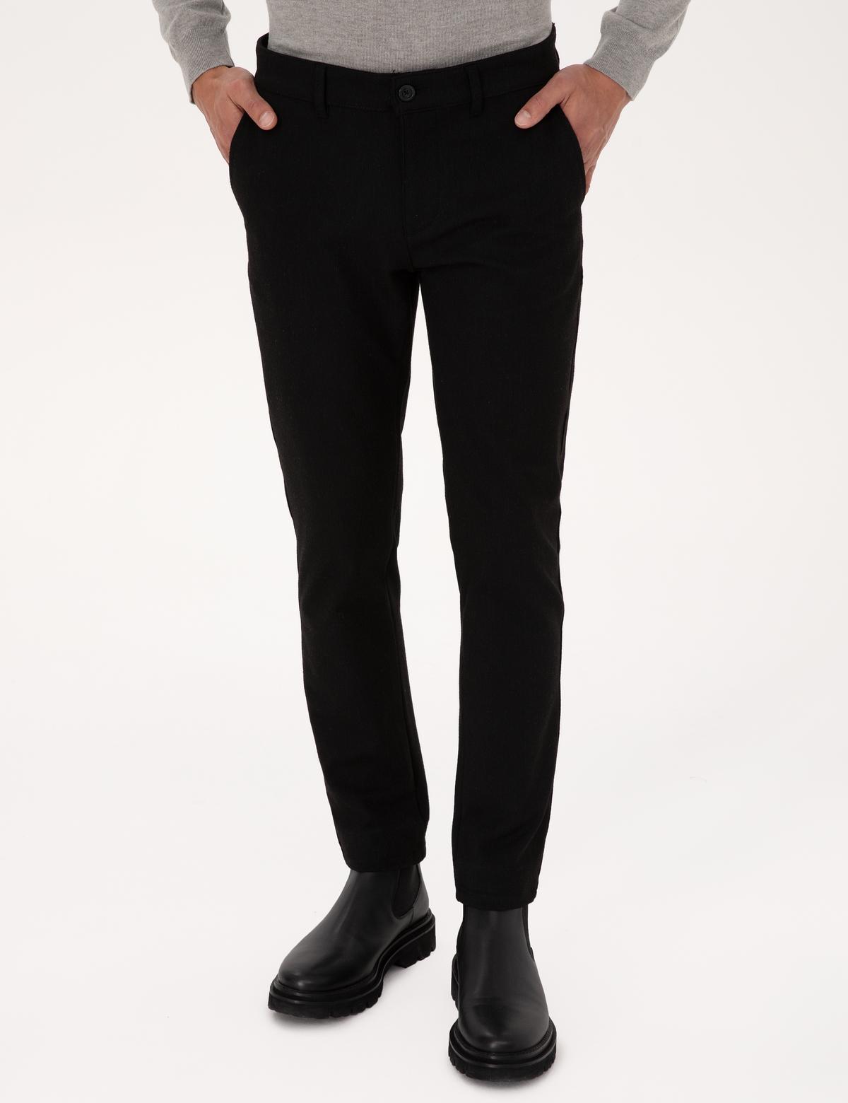 Siyah Slim Fit Kanvas Pantolon - 50310911035