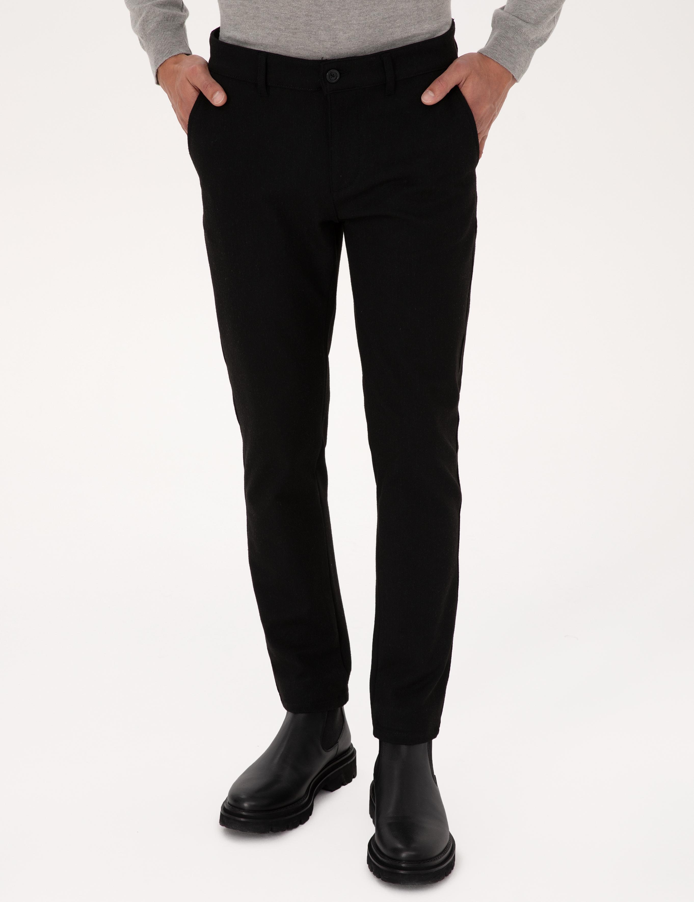 Siyah Slim Fit Kanvas Pantolon