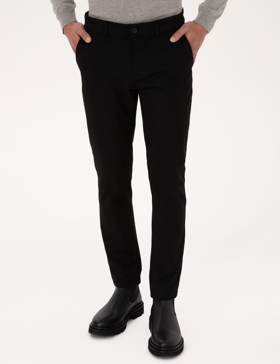 Siyah Slim Fit Kanvas Pantolon