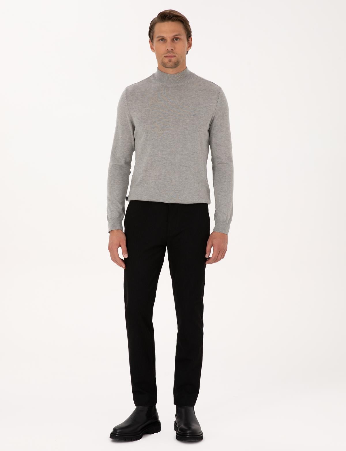 Siyah Slim Fit Kanvas Pantolon