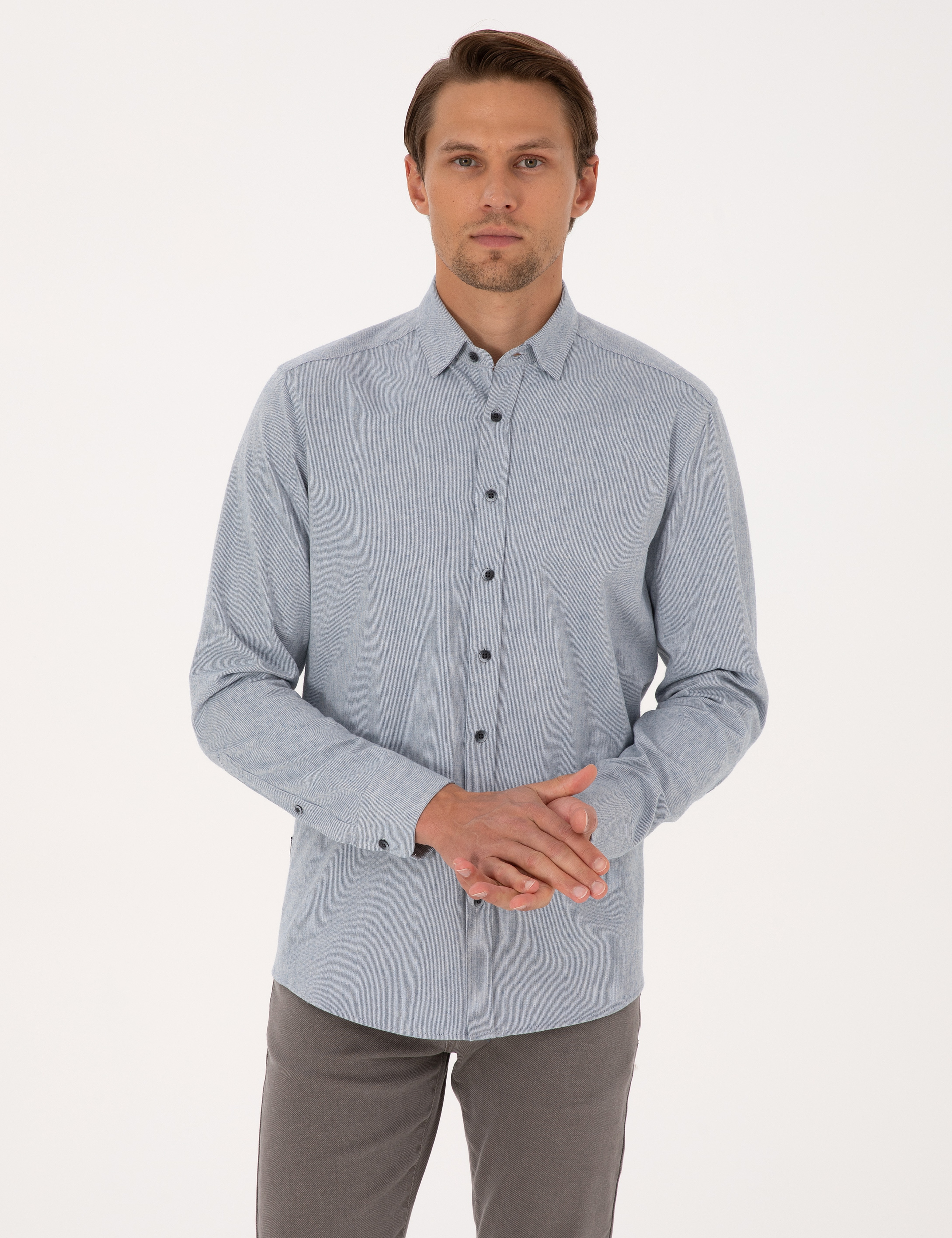 Mavi Regular Fit Uzun Kollu Gömlek - Image 1