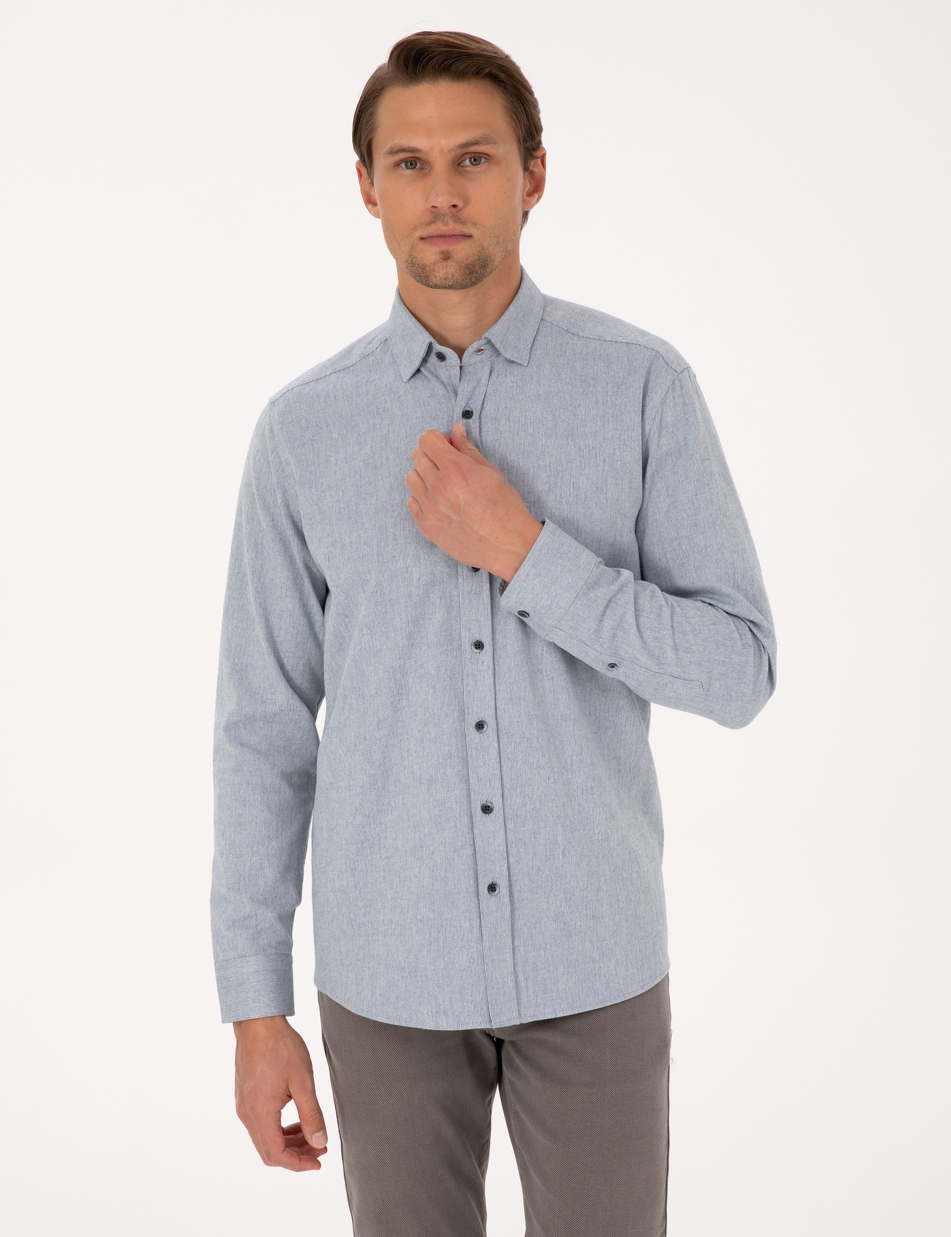 Mavi Regular Fit Uzun Kollu Gömlek - Image 3