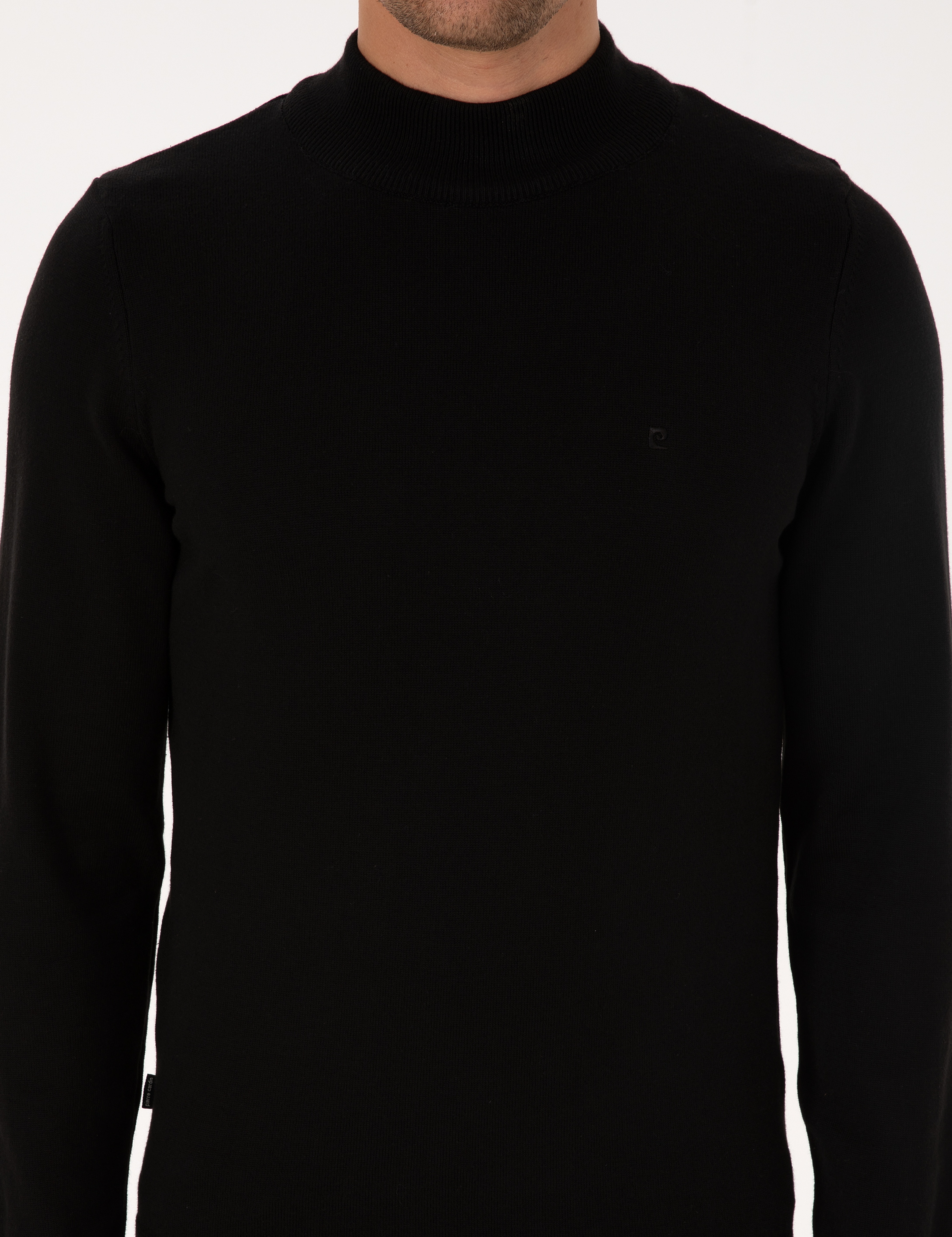 Siyah Slim Fit Yarım Balıkçı Yaka Basic Triko Kazak - Image 6