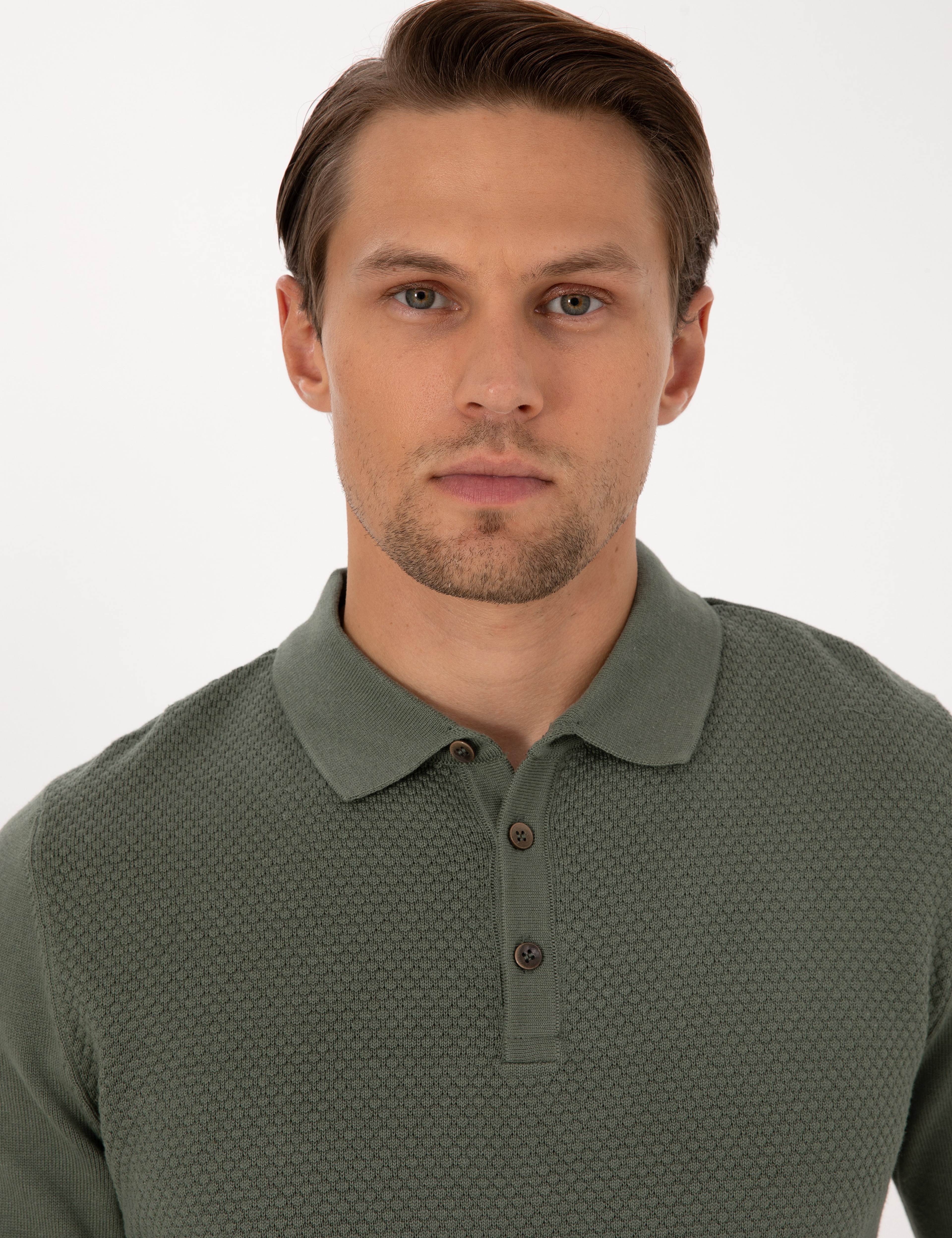 Duman Slim Fit Polo Yaka Düğmeli Triko Kazak - Image 2