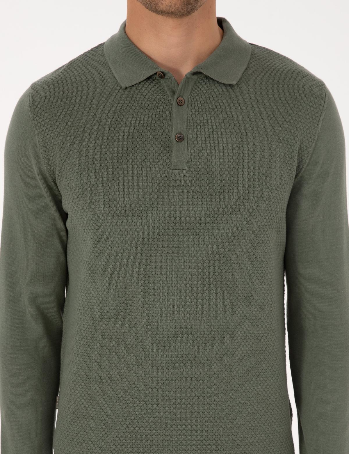 Duman Slim Fit Polo Yaka Düğmeli Triko Kazak - 50318036006