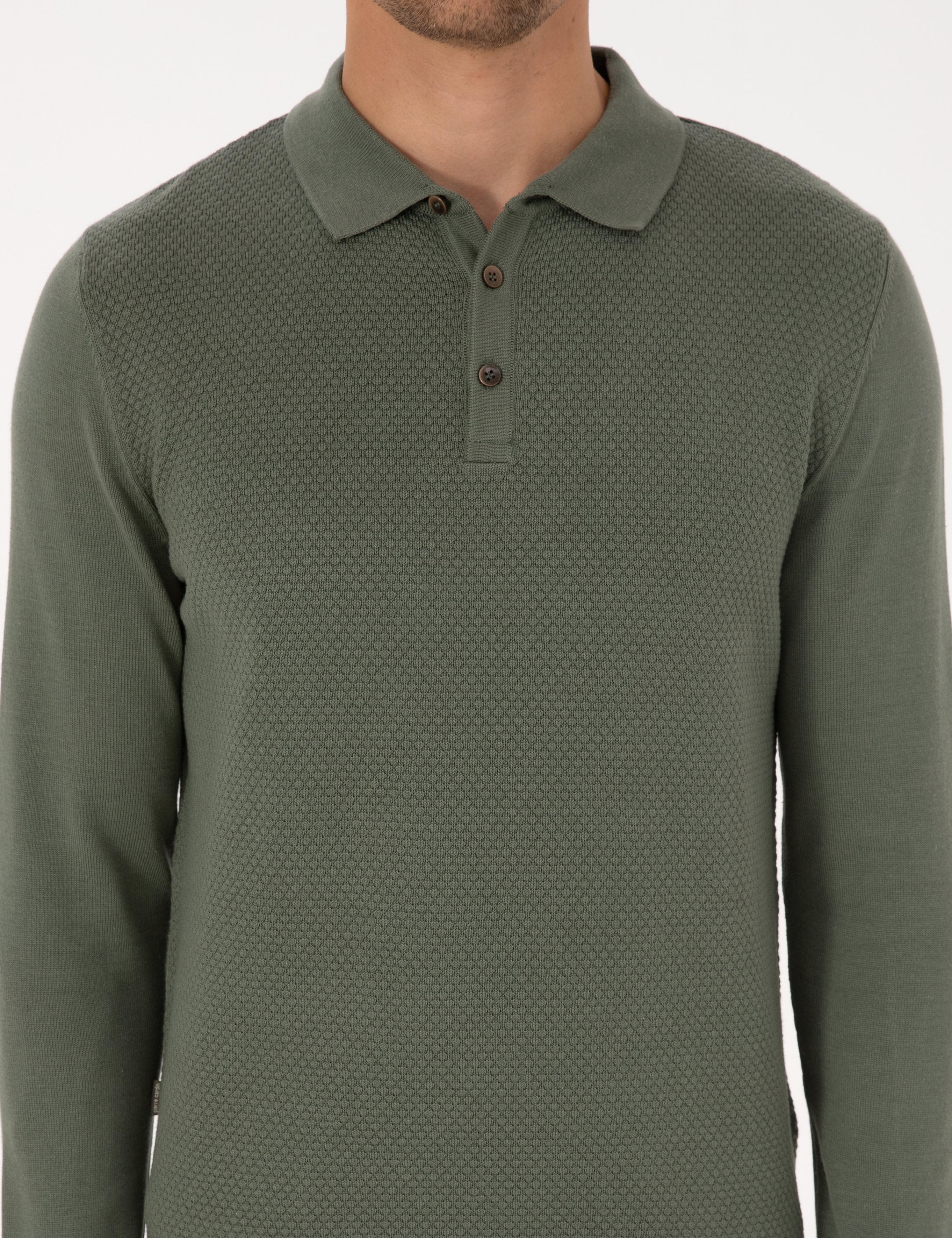 Duman Slim Fit Polo Yaka Düğmeli Triko Kazak