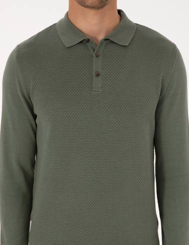 Duman Slim Fit Polo Yaka Düğmeli Triko Kazak