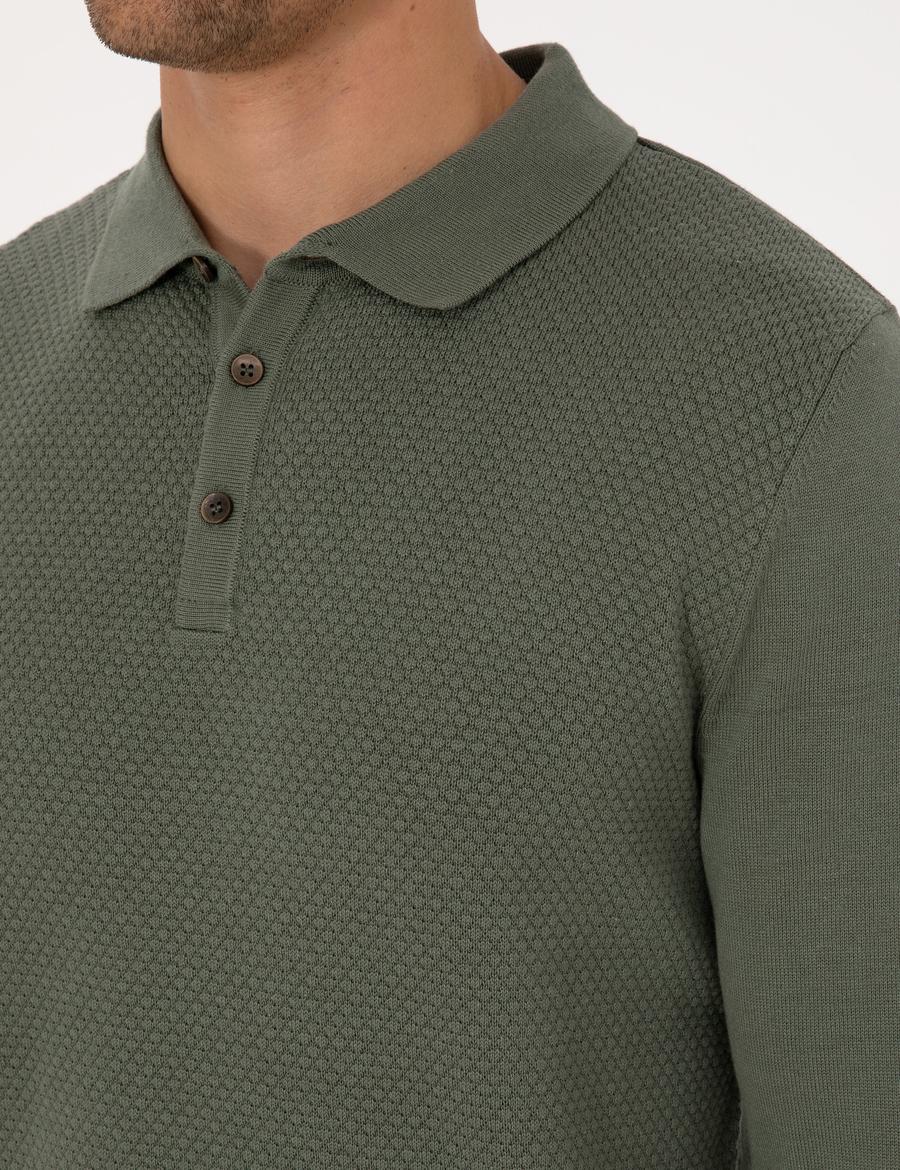 Duman Slim Fit Polo Yaka Düğmeli Triko Kazak