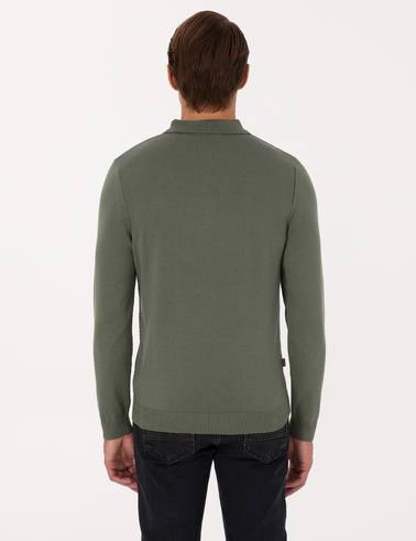 Duman Slim Fit Polo Yaka Düğmeli Triko Kazak