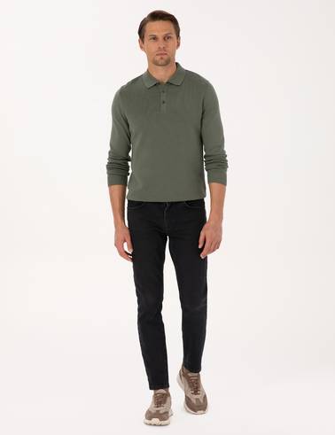 Duman Slim Fit Polo Yaka Düğmeli Triko Kazak