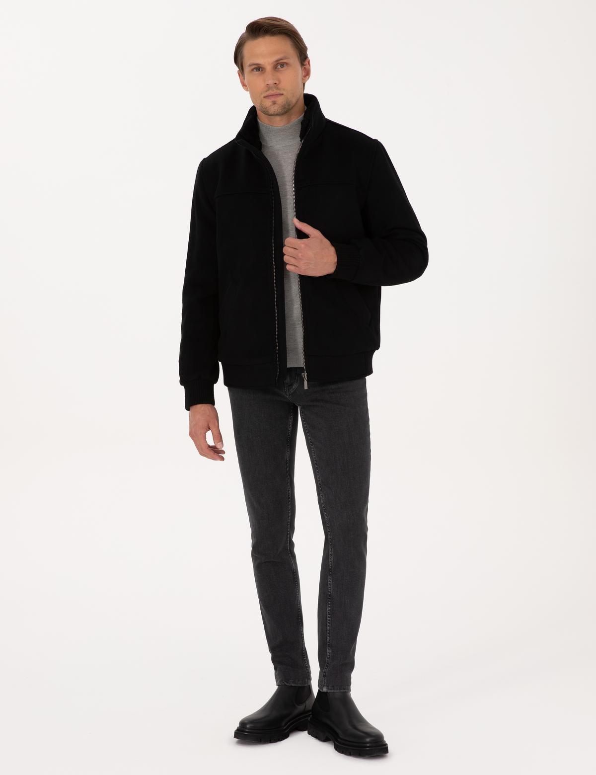 Siyah Kaşe Mont - 50312084024