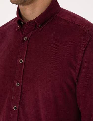Bordo Regular Fit Uzun Kollu Gömlek