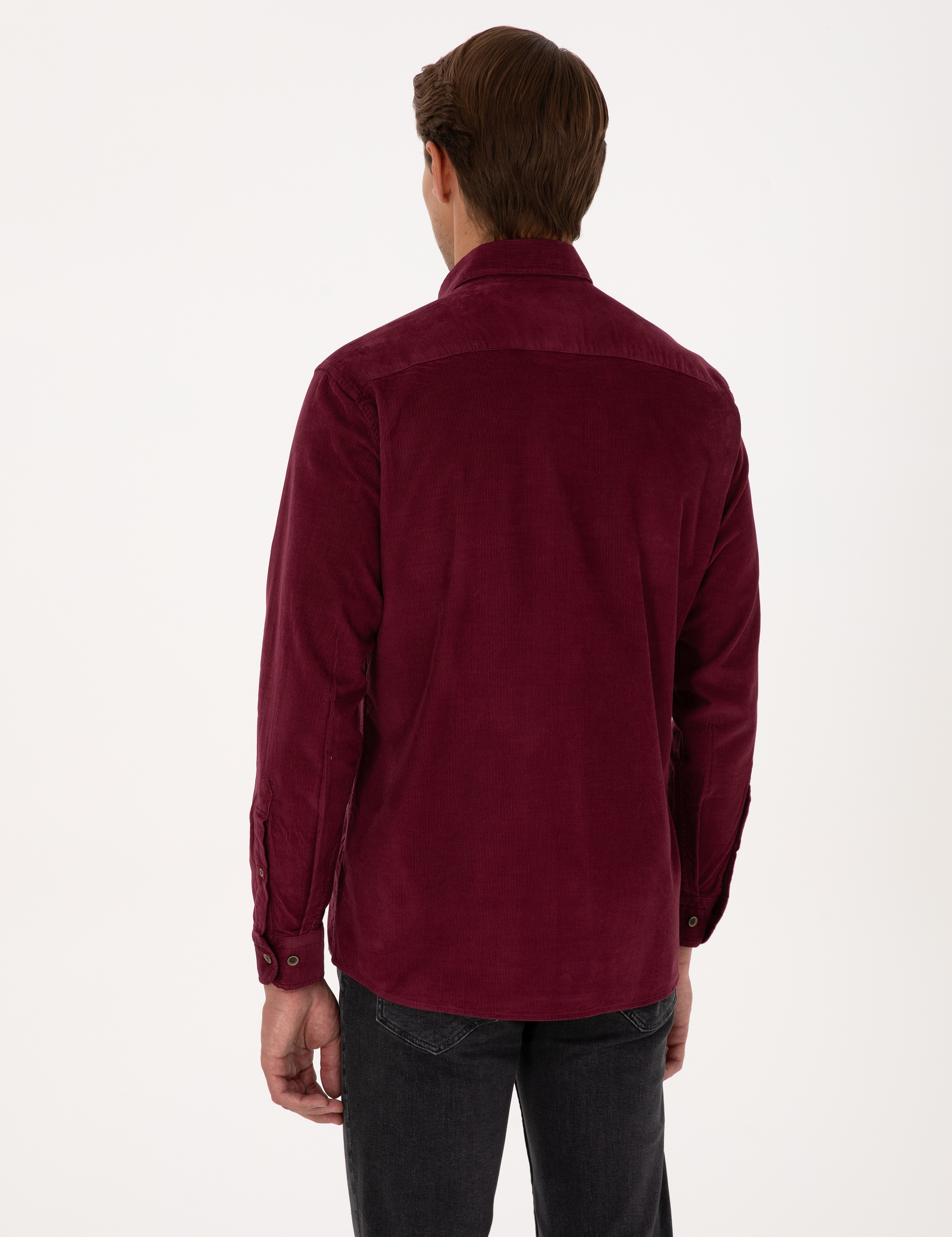 Bordo Regular Fit Uzun Kollu Gömlek - Image 5