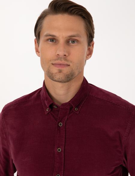 Bordo Regular Fit Uzun Kollu Gömlek - 50310139044