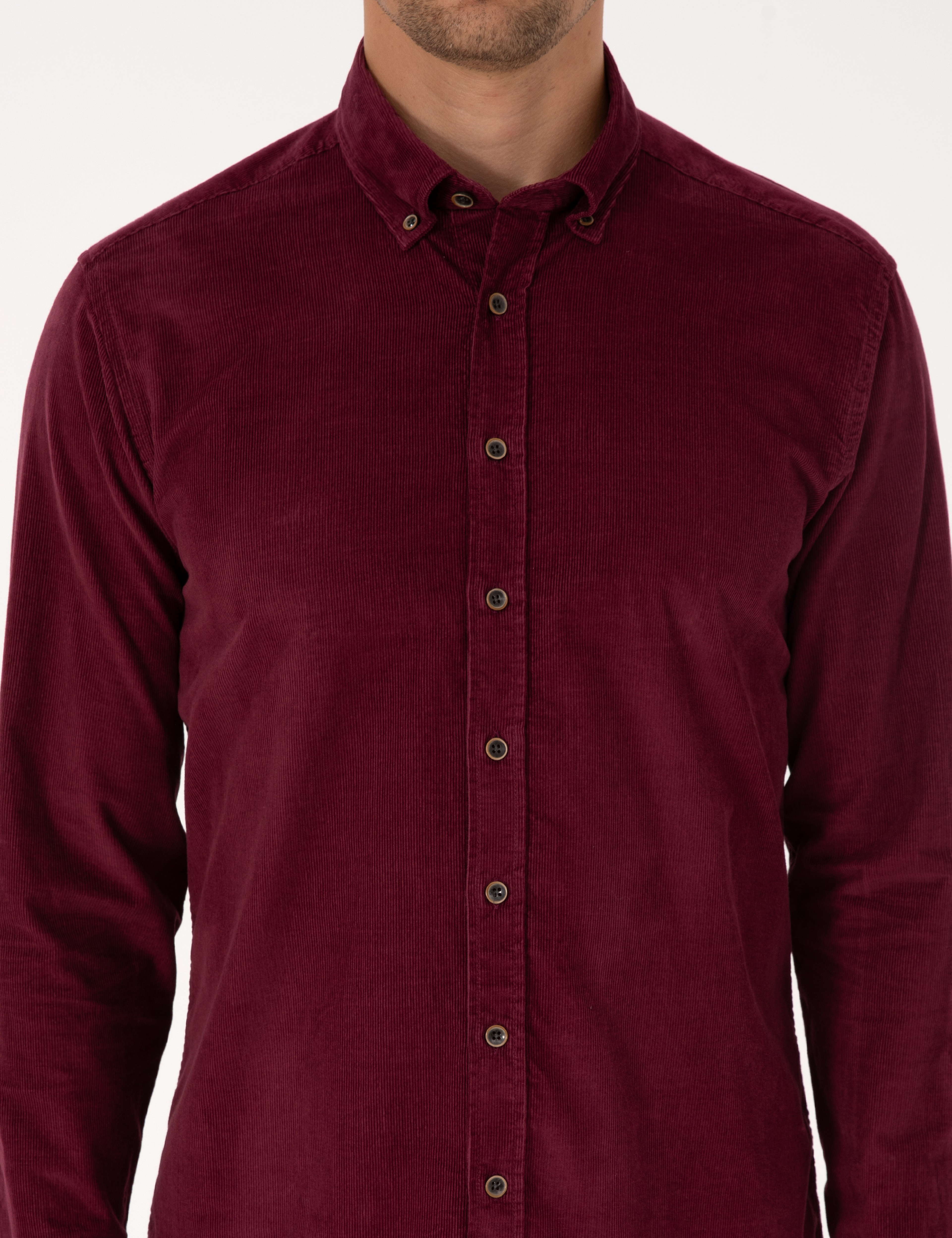 Bordo Regular Fit Uzun Kollu Gömlek